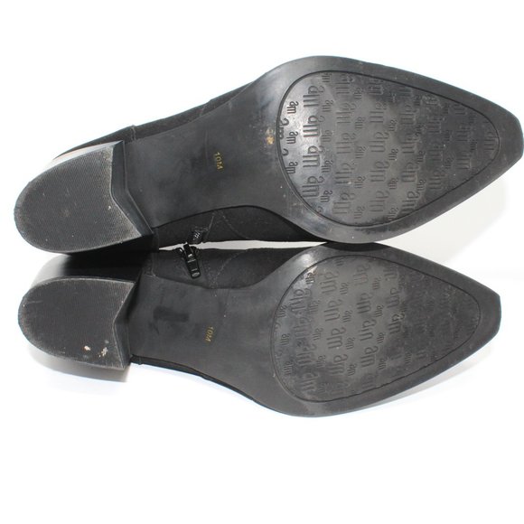 Ann Marino Women's Sz 10 Black Faux Suede Fabric Zip Western Style Ankle Boots - Picture 11 of 13